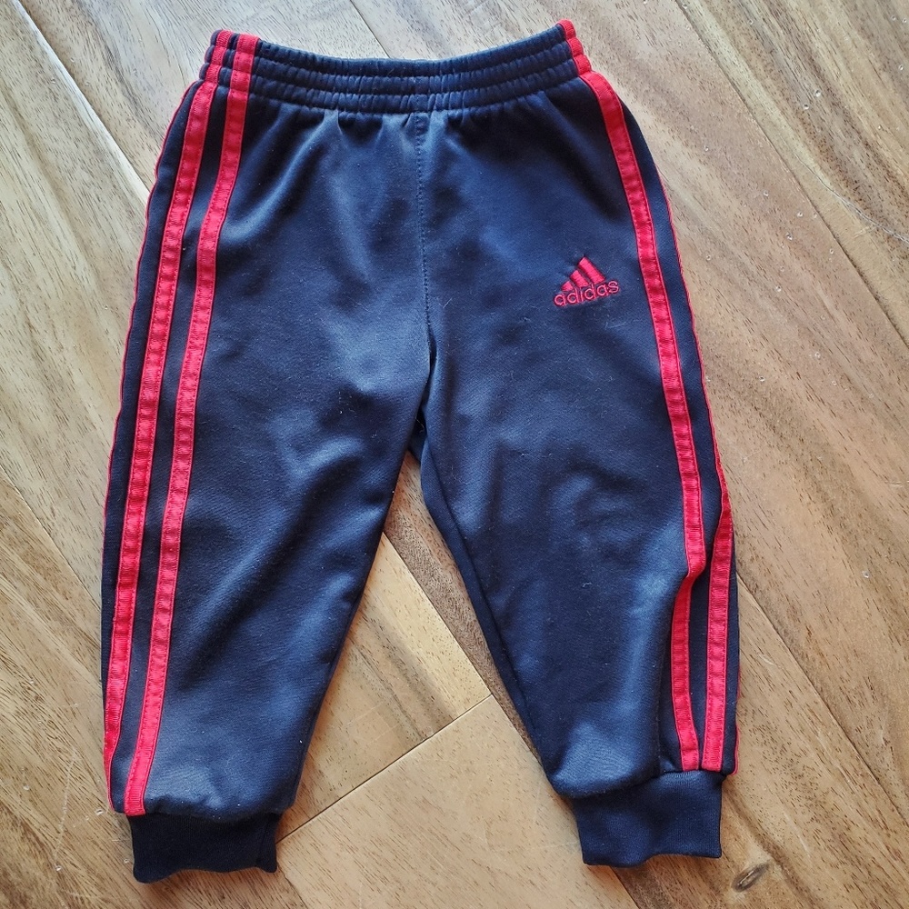 Adidas Black with Red Stipe Sweatpants